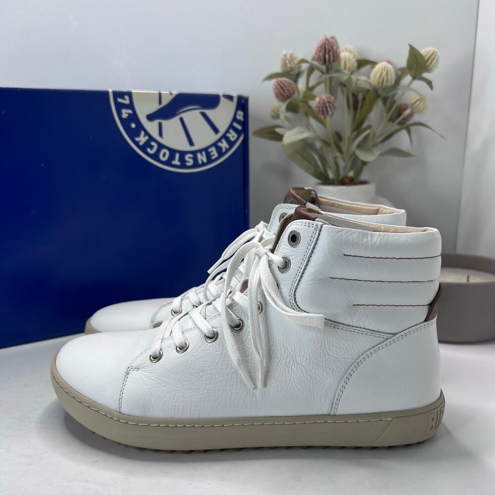 Birkenstock Bartlett Leather High Top Shoes White 0450373 Women 7/Men 5/EU38 NWB